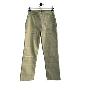 REVOLVE LNA Faux Leather Wide Leg Exposed Zipper Pants -‎ Women's Small - tan
